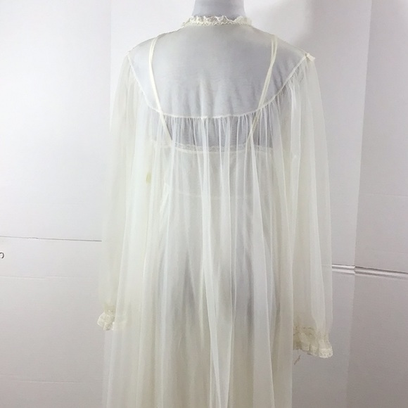 Vintage 2 pc pink rose peignoir maxi gown robe set M NWT - Picture 8 of 15